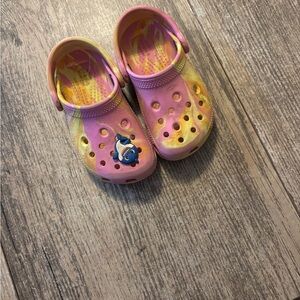 Kids Pink and Yellow Crocs